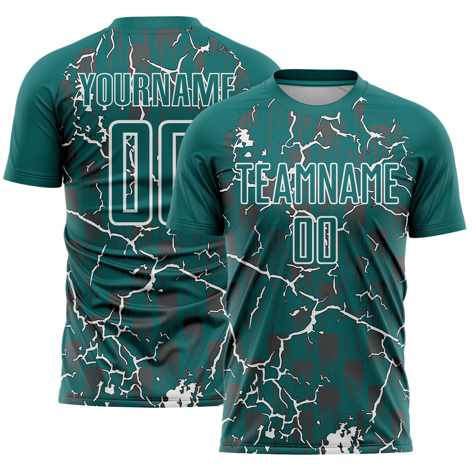 Custom Teal White Lightning Sublimation Soccer Uniform Jersey - Sky-Custom