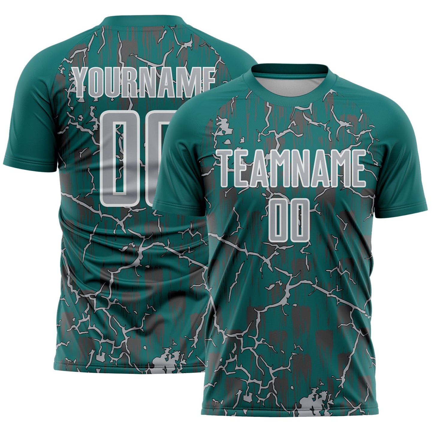 Custom Teal Gray-White Lightning Sublimation Soccer Uniform Jersey - Sky-Custom