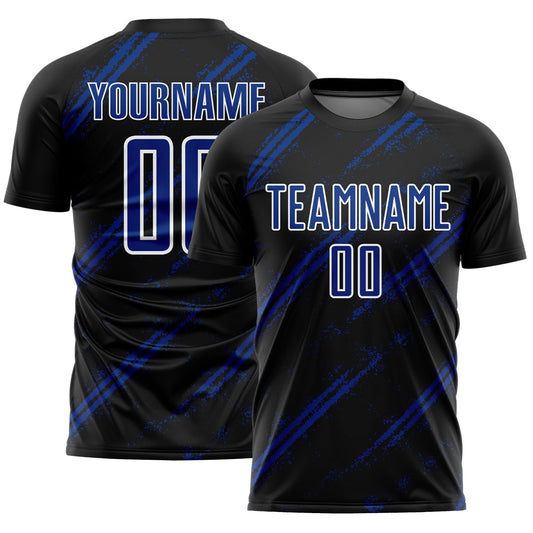 Custom Black Royal-White Abstract Fragment Art Splash Sublimation Soccer Uniform Jersey - Sky-Custom