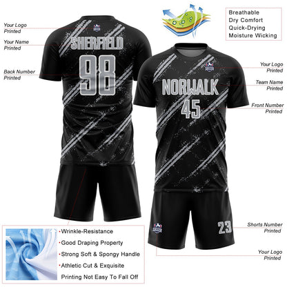 Custom Black Gray-White Abstract Fragment Art Splash Sublimation Soccer Uniform Jersey - Sky-Custom