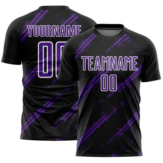 Custom Black Purple-White Abstract Fragment Art Splash Sublimation Soccer Uniform Jersey - Sky-Custom