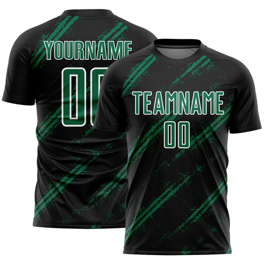 Custom Black Kelly Green-White Abstract Fragment Art Splash Sublimation Soccer Uniform Jersey - Sky-Custom