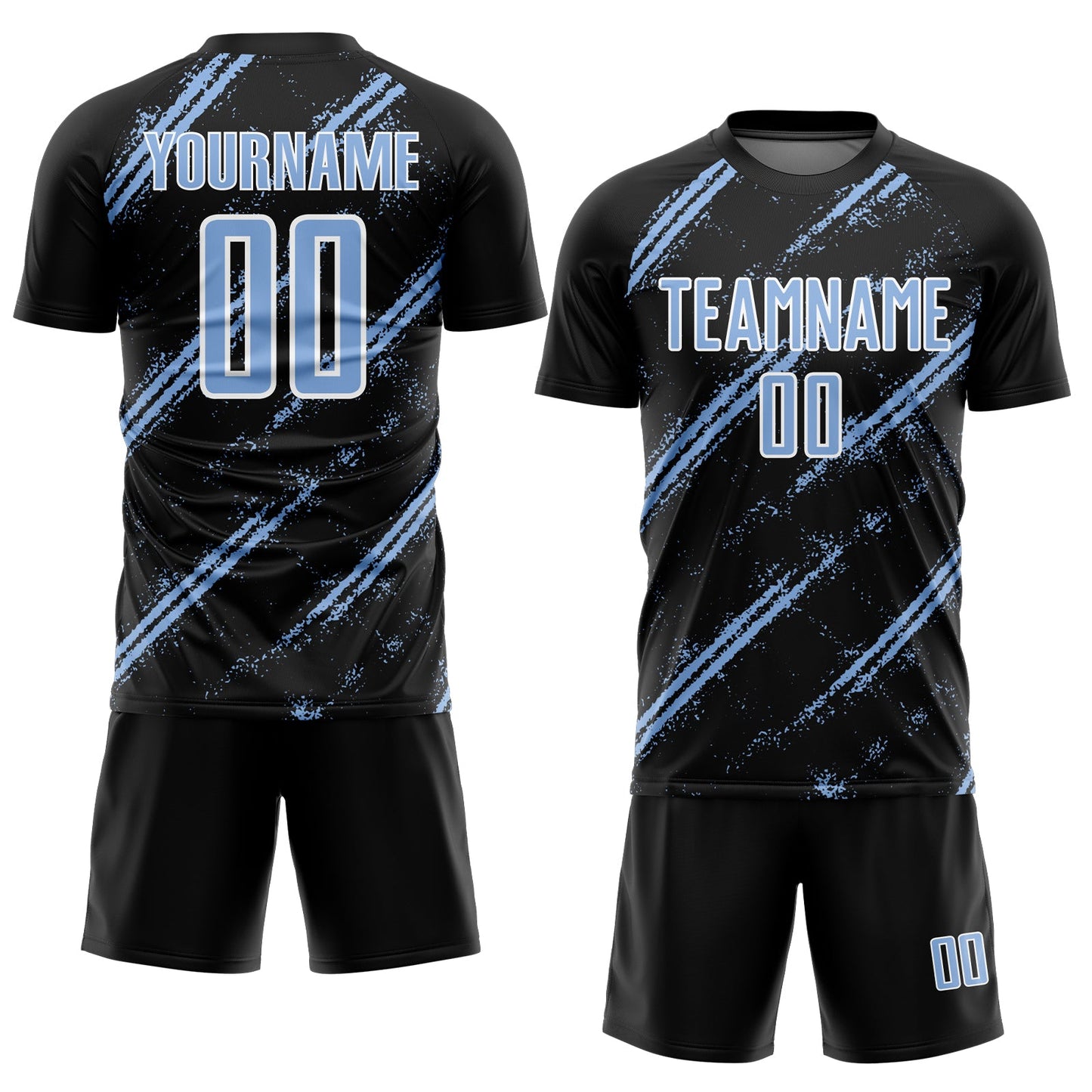 Custom Black Light Blue-White Abstract Fragment Art Splash Sublimation Soccer Uniform Jersey - Sky-Custom