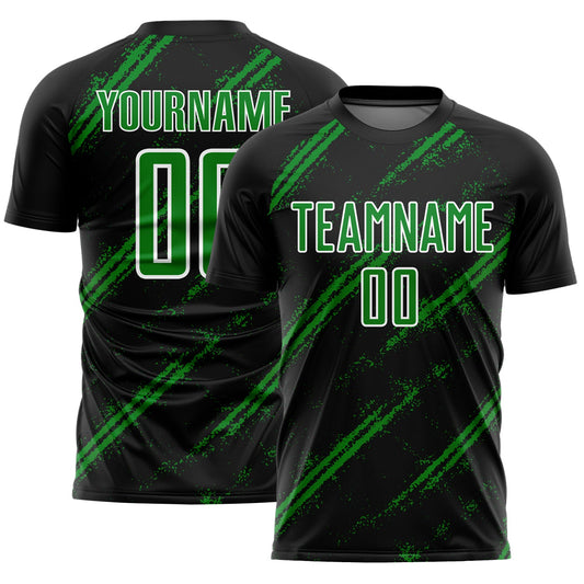 Custom Black Grass Green-White Abstract Fragment Art Splash Sublimation Soccer Uniform Jersey - Sky-Custom