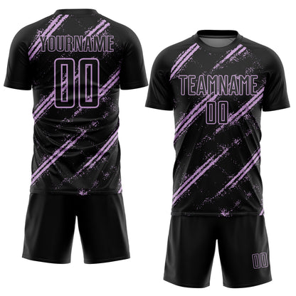 Custom Black Light Purple Abstract Fragment Art Splash Sublimation Soccer Uniform Jersey - Sky-Custom
