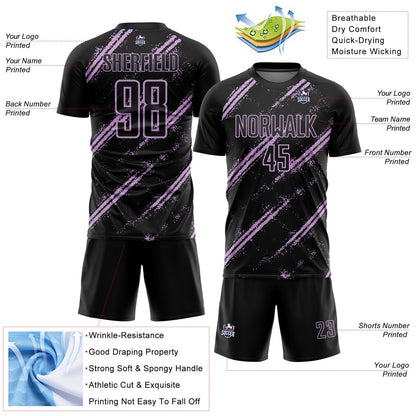 Custom Black Light Purple Abstract Fragment Art Splash Sublimation Soccer Uniform Jersey - Sky-Custom
