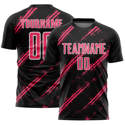 Custom Black Neon Pink-White Abstract Fragment Art Splash Sublimation Soccer Uniform Jersey - Sky-Custom