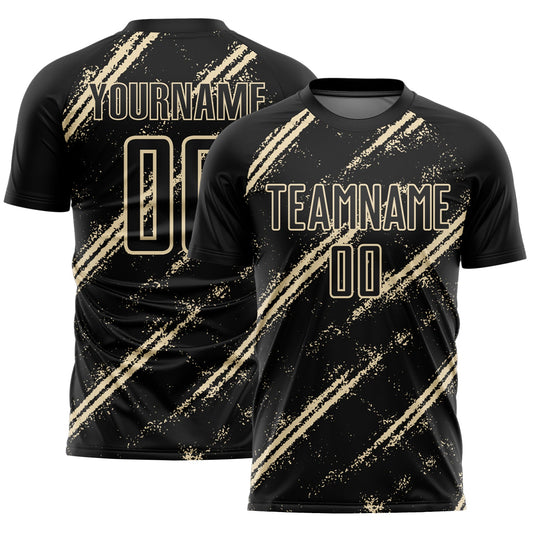 Custom Black Cream Abstract Fragment Art Splash Sublimation Soccer Uniform Jersey - Sky-Custom
