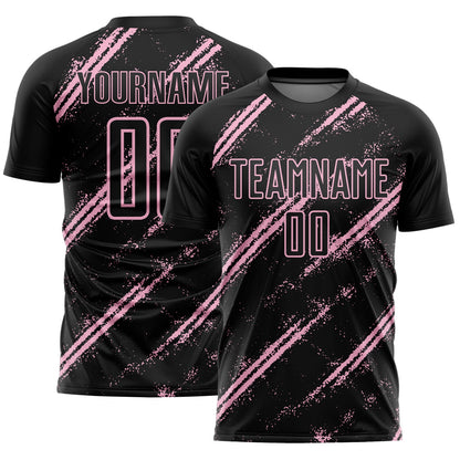 Custom Black Light Pink Abstract Fragment Art Splash Sublimation Soccer Uniform Jersey - Sky-Custom
