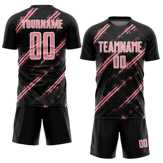 Custom Black Medium Pink-White Abstract Fragment Art Splash Sublimation Soccer Uniform Jersey - Sky-Custom