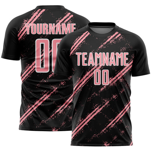 Custom Black Medium Pink-White Abstract Fragment Art Splash Sublimation Soccer Uniform Jersey - Sky-Custom