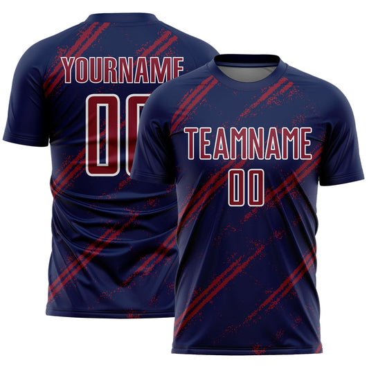 Custom Navy Crimson-White Abstract Fragment Art Splash Sublimation Soccer Uniform Jersey - Sky-Custom