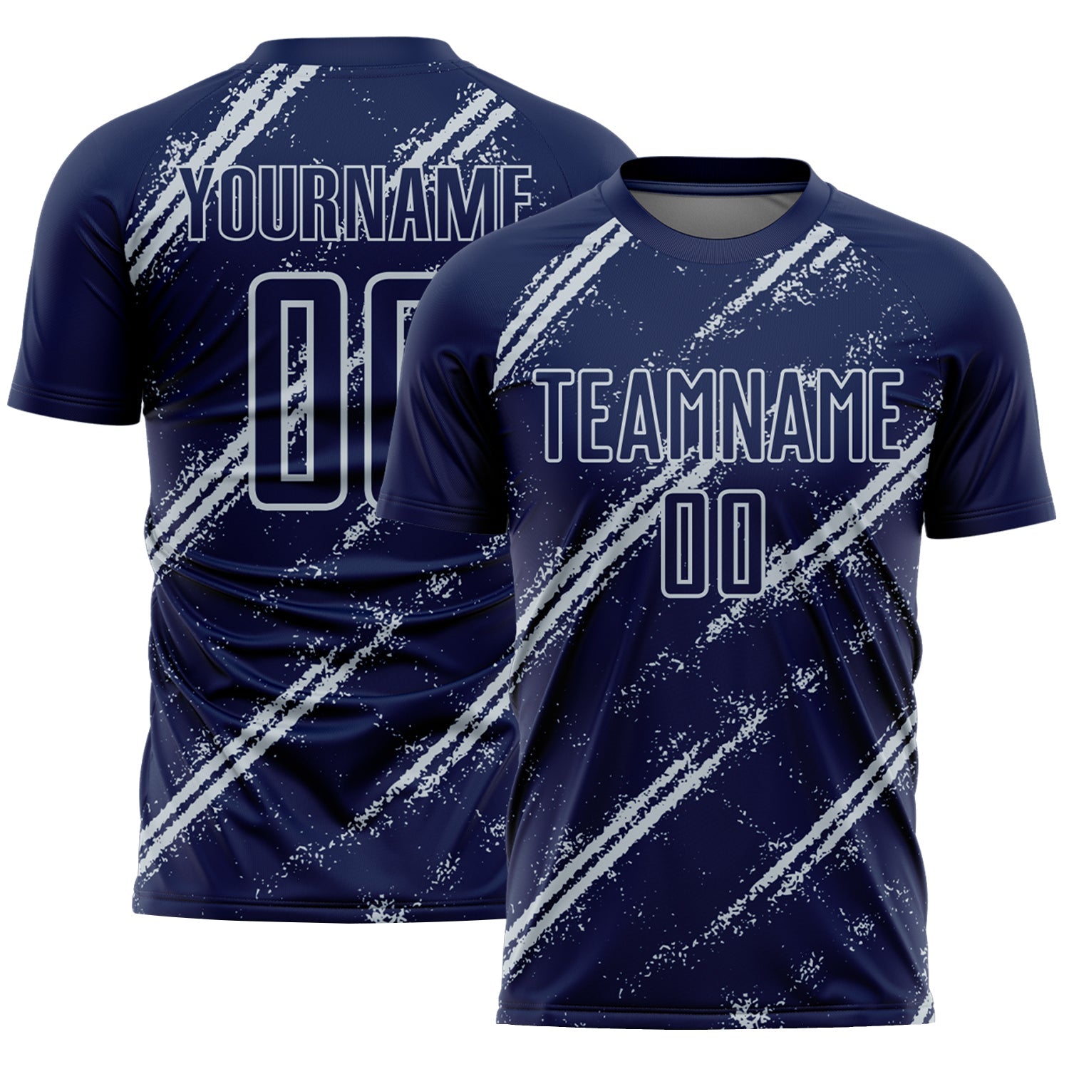 Custom Navy Silver Abstract Fragment Art Splash Sublimation Soccer Uniform Jersey - Sky-Custom