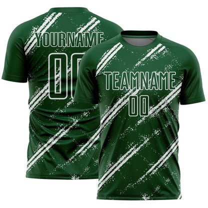 Custom Green White Abstract Fragment Art Splash Sublimation Soccer Uniform Jersey - Sky-Custom