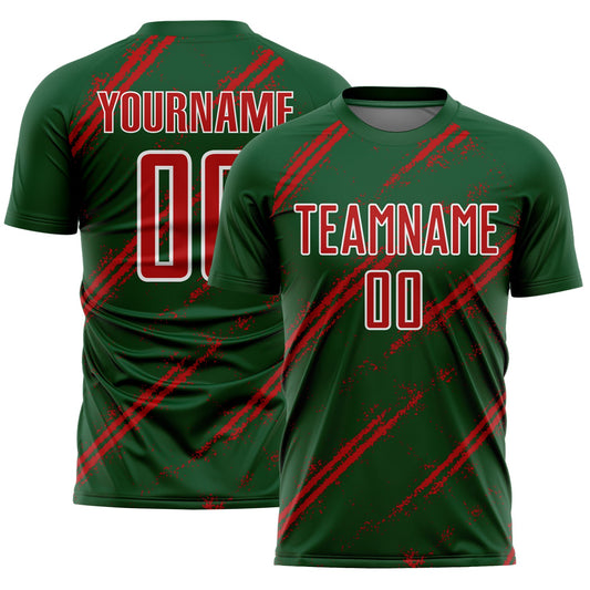 Custom Green Red-White Abstract Fragment Art Splash Sublimation Soccer Uniform Jersey - Sky-Custom