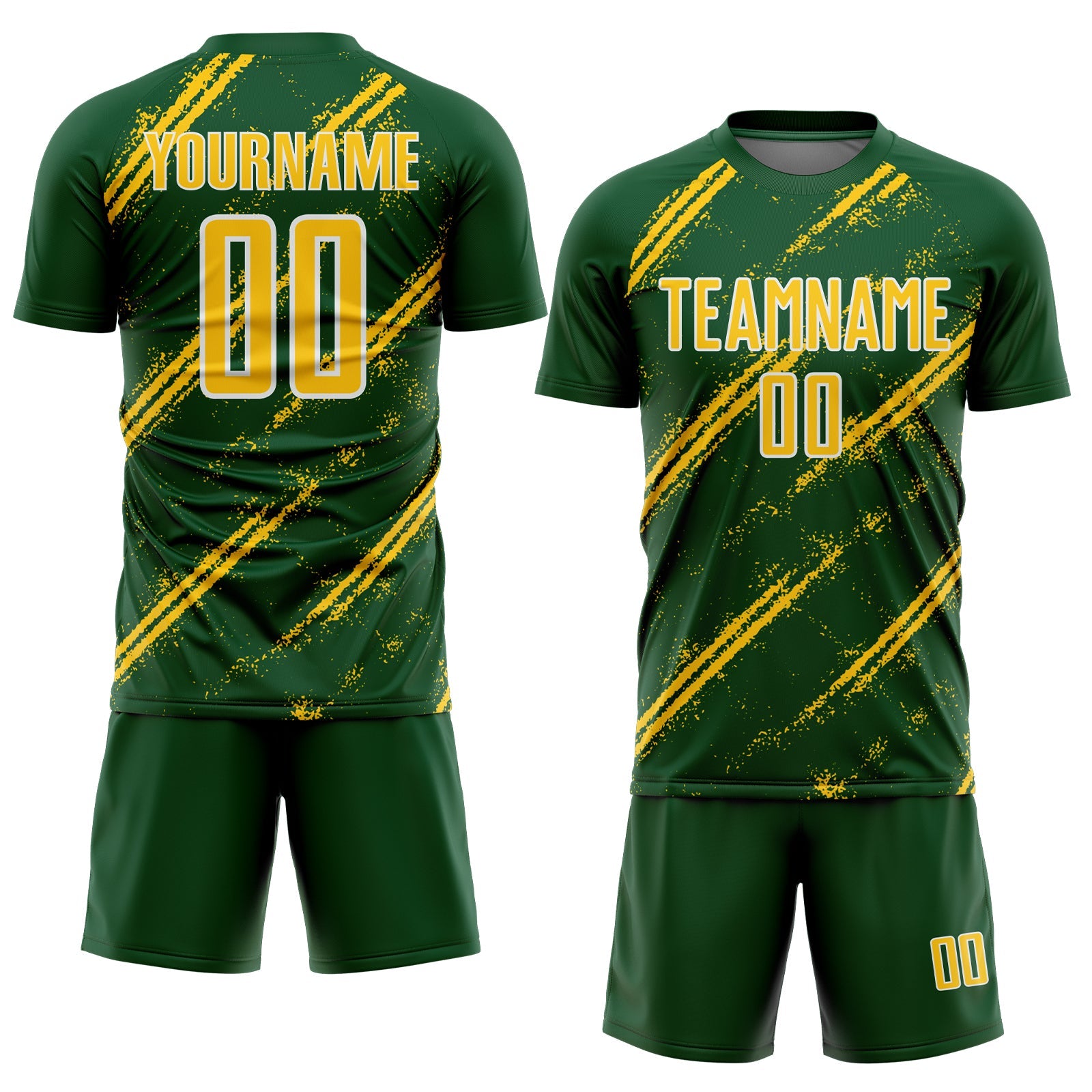 Custom Green Yellow-White Abstract Fragment Art Splash Sublimation Soccer Uniform Jersey - Sky-Custom