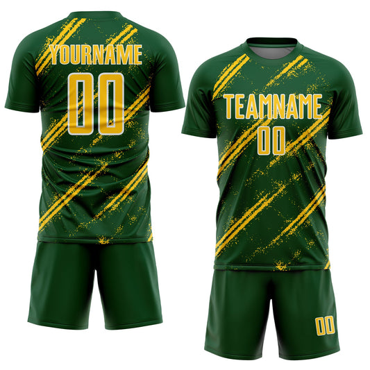 Custom Green Yellow-White Abstract Fragment Art Splash Sublimation Soccer Uniform Jersey - Sky-Custom