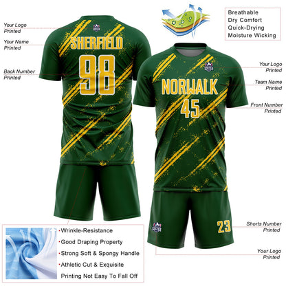 Custom Green Yellow-White Abstract Fragment Art Splash Sublimation Soccer Uniform Jersey - Sky-Custom