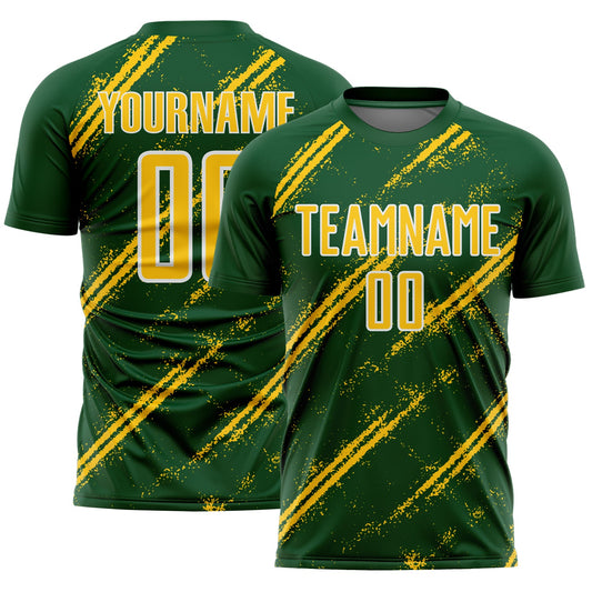 Custom Green Yellow-White Abstract Fragment Art Splash Sublimation Soccer Uniform Jersey - Sky-Custom