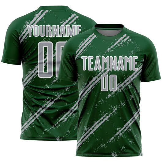 Custom Green Gray-White Abstract Fragment Art Splash Sublimation Soccer Uniform Jersey - Sky-Custom