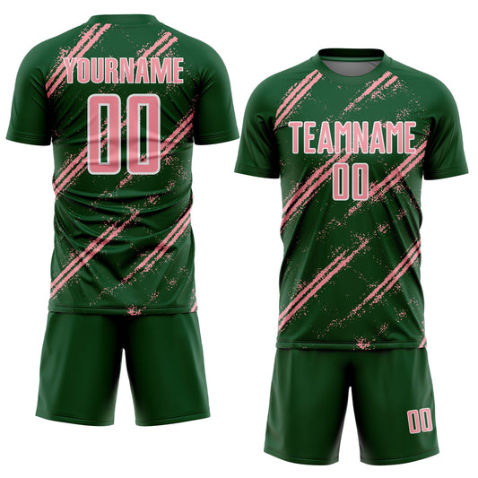 Custom Green Medium Pink-White Abstract Fragment Art Splash Sublimation Soccer Uniform Jersey - Sky-Custom