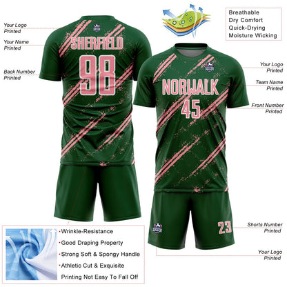 Custom Green Medium Pink-White Abstract Fragment Art Splash Sublimation Soccer Uniform Jersey - Sky-Custom