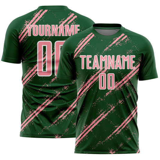 Custom Green Medium Pink-White Abstract Fragment Art Splash Sublimation Soccer Uniform Jersey - Sky-Custom