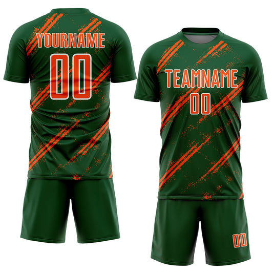 Custom Green Orange-White Abstract Fragment Art Splash Sublimation Soccer Uniform Jersey - Sky-Custom