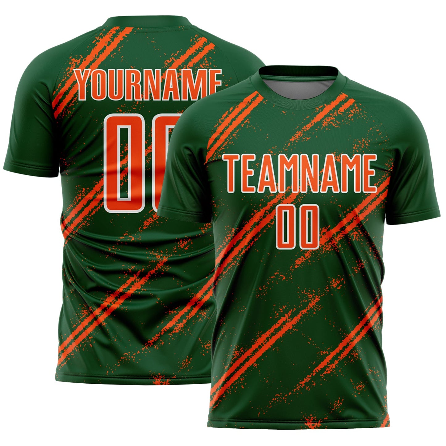 Custom Green Orange-White Abstract Fragment Art Splash Sublimation Soccer Uniform Jersey - Sky-Custom