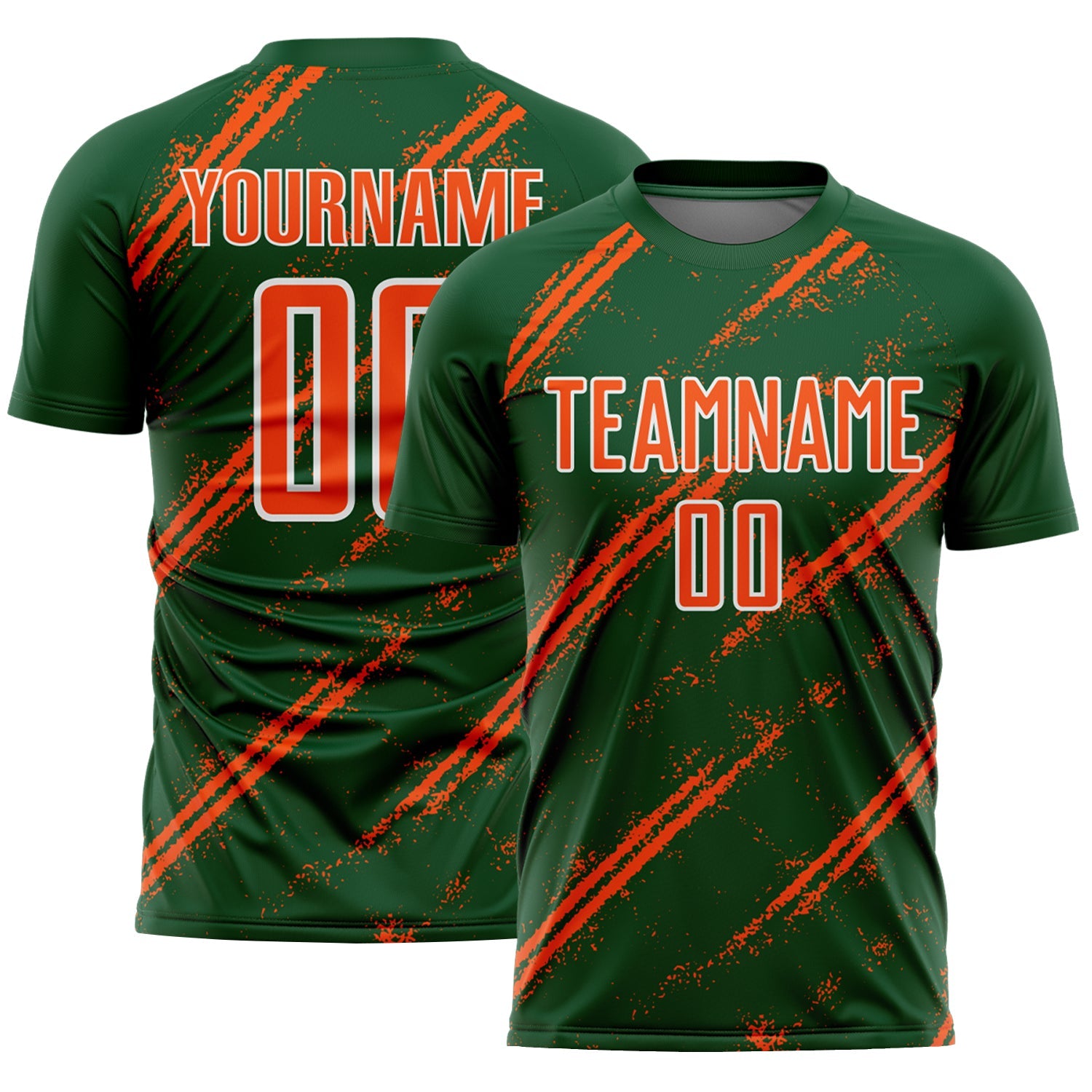 Custom Green Orange-White Abstract Fragment Art Splash Sublimation Soccer Uniform Jersey - Sky-Custom