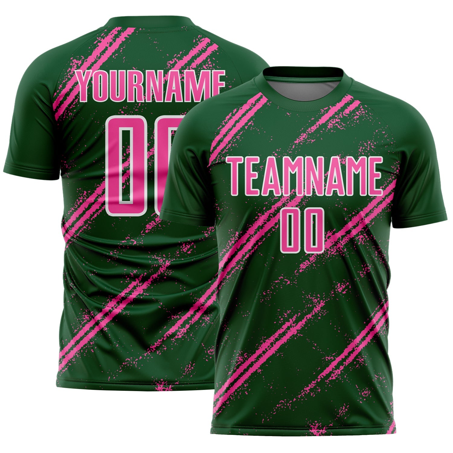 Custom Green Pink-White Abstract Fragment Art Splash Sublimation Soccer Uniform Jersey - Sky-Custom