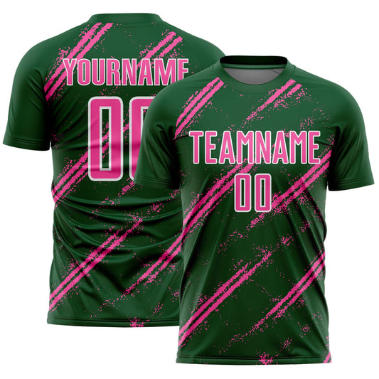 Custom Green Pink-White Abstract Fragment Art Splash Sublimation Soccer Uniform Jersey - Sky-Custom