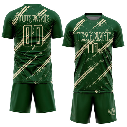 Custom Green Cream Abstract Fragment Art Splash Sublimation Soccer Uniform Jersey - Sky-Custom