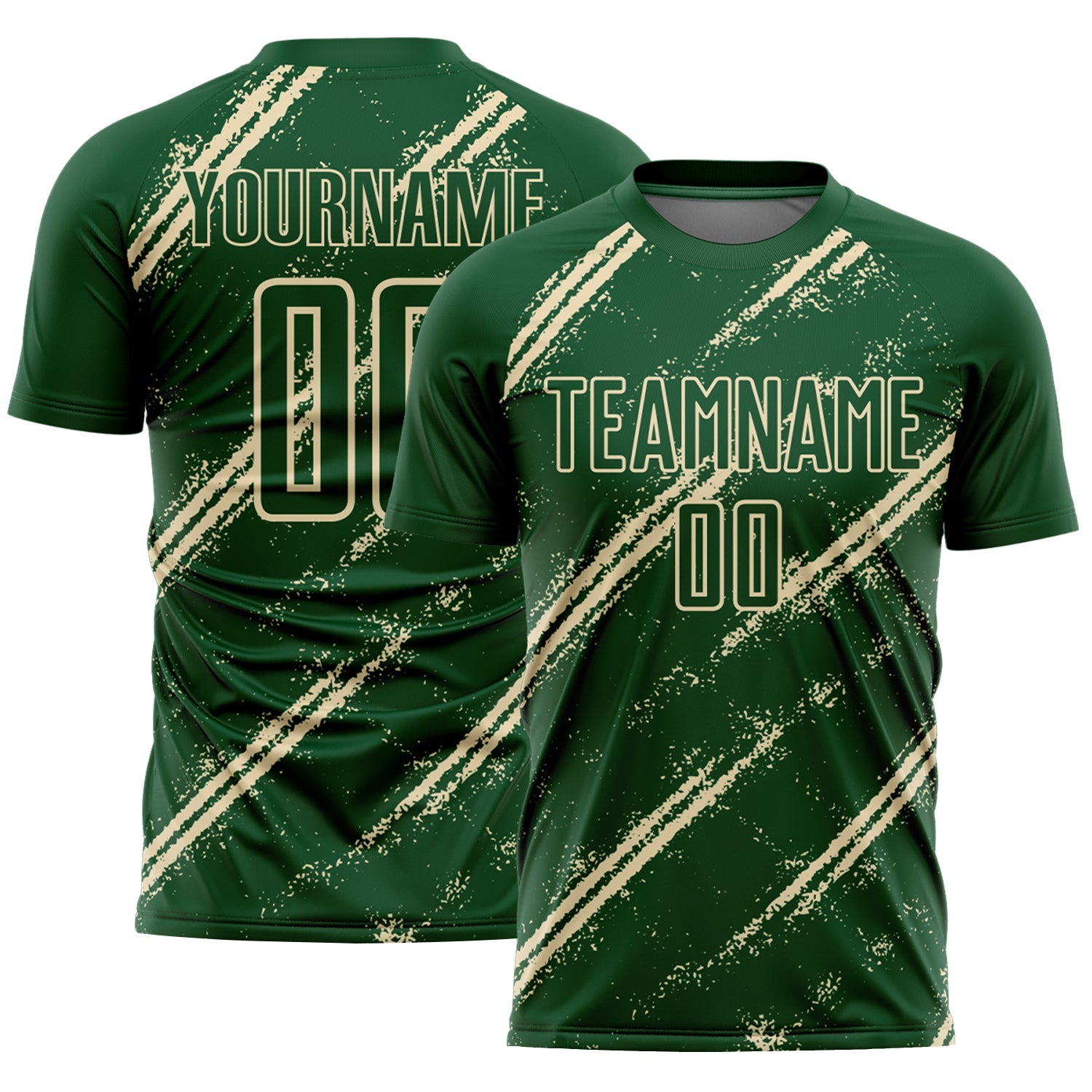 Custom Green Cream Abstract Fragment Art Splash Sublimation Soccer Uniform Jersey - Sky-Custom