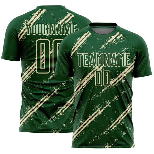 Custom Green Cream Abstract Fragment Art Splash Sublimation Soccer Uniform Jersey - Sky-Custom