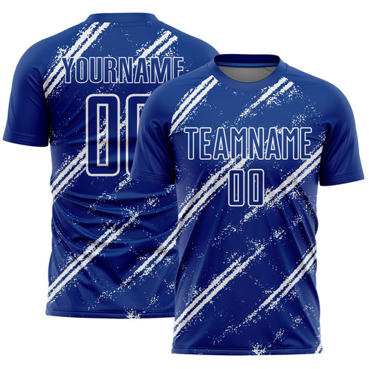 Custom Royal White Abstract Fragment Art Splash Sublimation Soccer Uniform Jersey - Sky-Custom