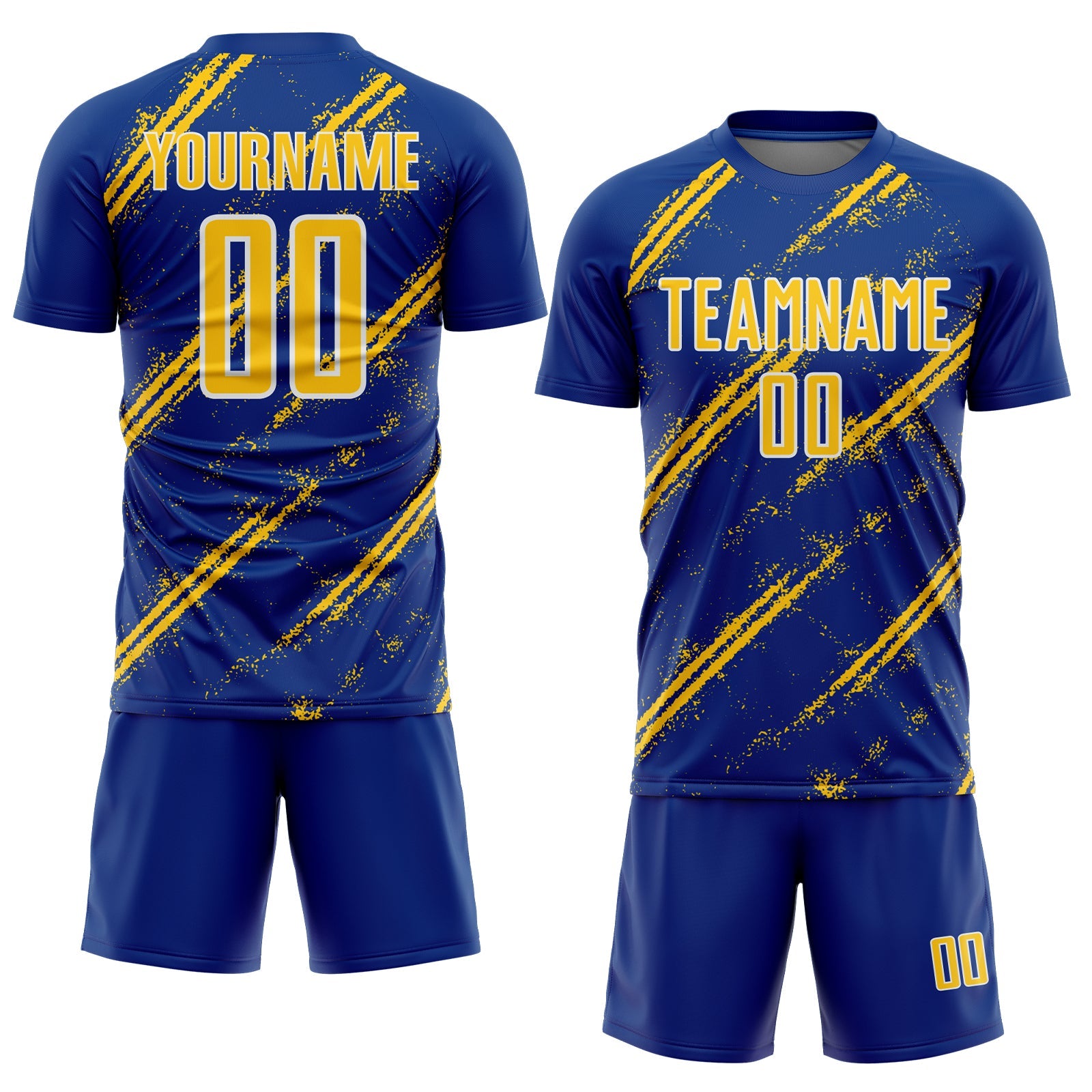 Custom Royal Yellow-White Abstract Fragment Art Splash Sublimation Soccer Uniform Jersey - Sky-Custom