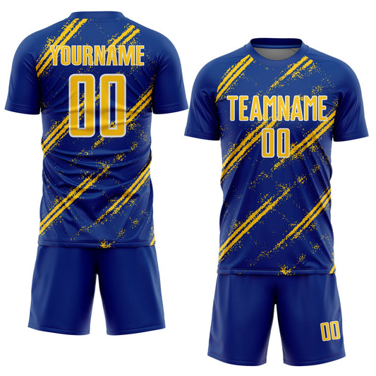Custom Royal Yellow-White Abstract Fragment Art Splash Sublimation Soccer Uniform Jersey - Sky-Custom