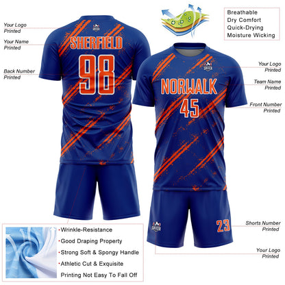 Custom Royal Orange-White Abstract Fragment Art Splash Sublimation Soccer Uniform Jersey - Sky-Custom