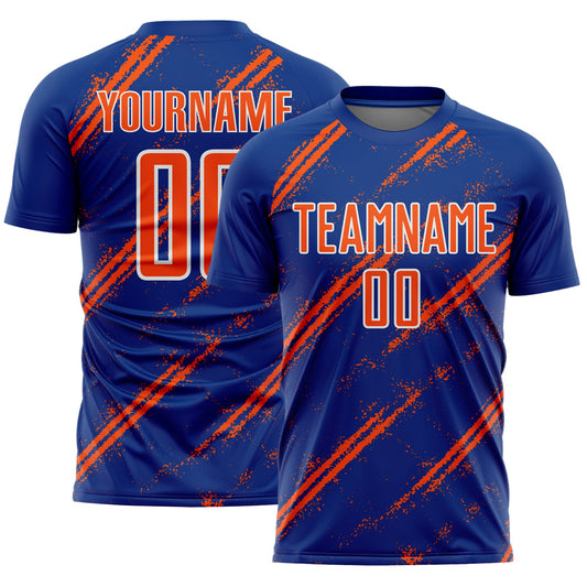 Custom Royal Orange-White Abstract Fragment Art Splash Sublimation Soccer Uniform Jersey - Sky-Custom