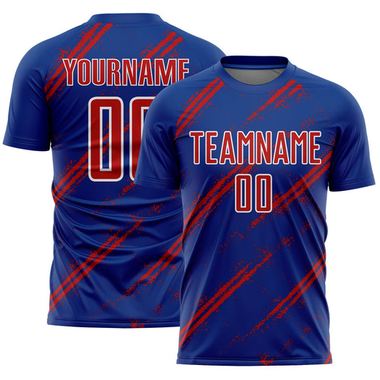 Custom Royal Red-White Abstract Fragment Art Splash Sublimation Soccer Uniform Jersey - Sky-Custom