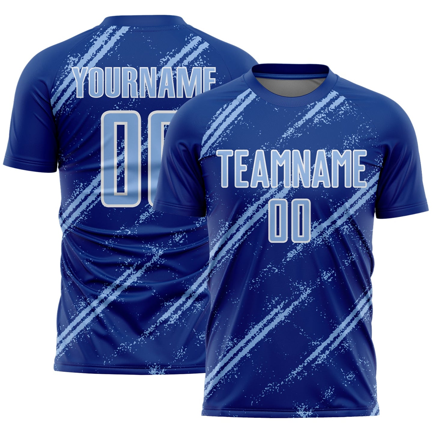 Custom Royal Light Blue-White Abstract Fragment Art Splash Sublimation Soccer Uniform Jersey - Sky-Custom