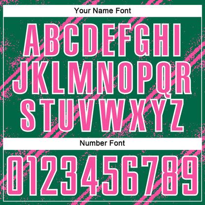 Custom Kelly Green Pink-White Abstract Fragment Art Splash Sublimation Soccer Uniform Jersey - Sky-Custom