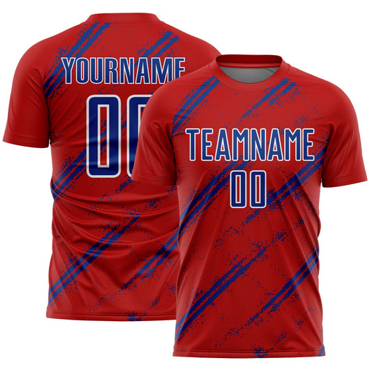 Custom Red Royal-White Abstract Fragment Art Splash Sublimation Soccer Uniform Jersey - Sky-Custom