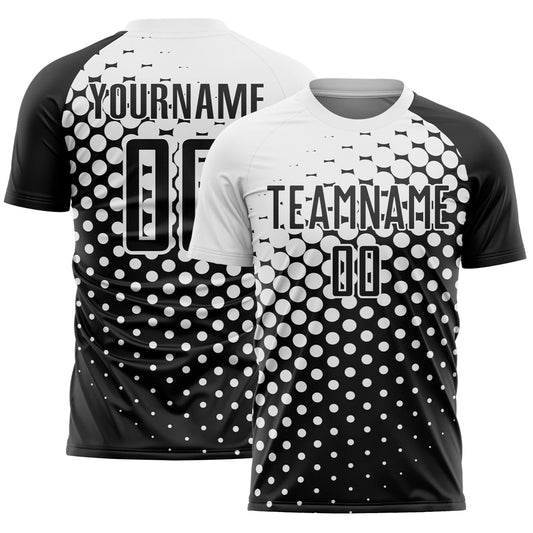 Custom Black White Modern Polka Dot Sublimation Soccer Uniform Jersey - Sky-Custom