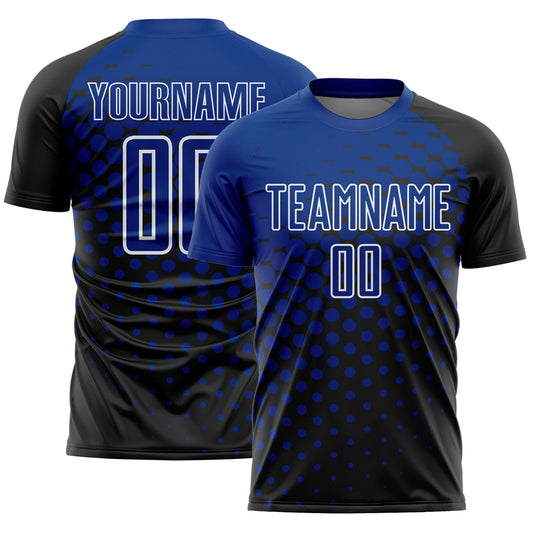 Custom Black Royal-White Modern Polka Dot Sublimation Soccer Uniform Jersey - Sky-Custom