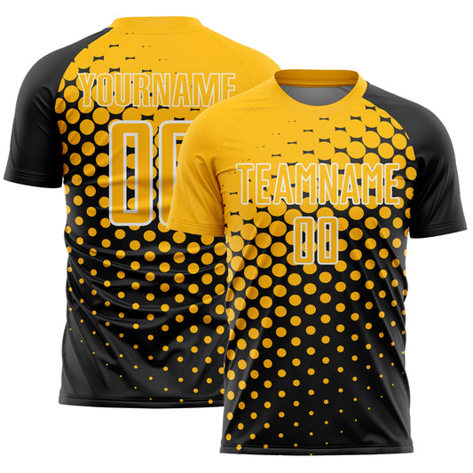 Custom Black Gold-White Modern Polka Dot Sublimation Soccer Uniform Jersey - Sky-Custom