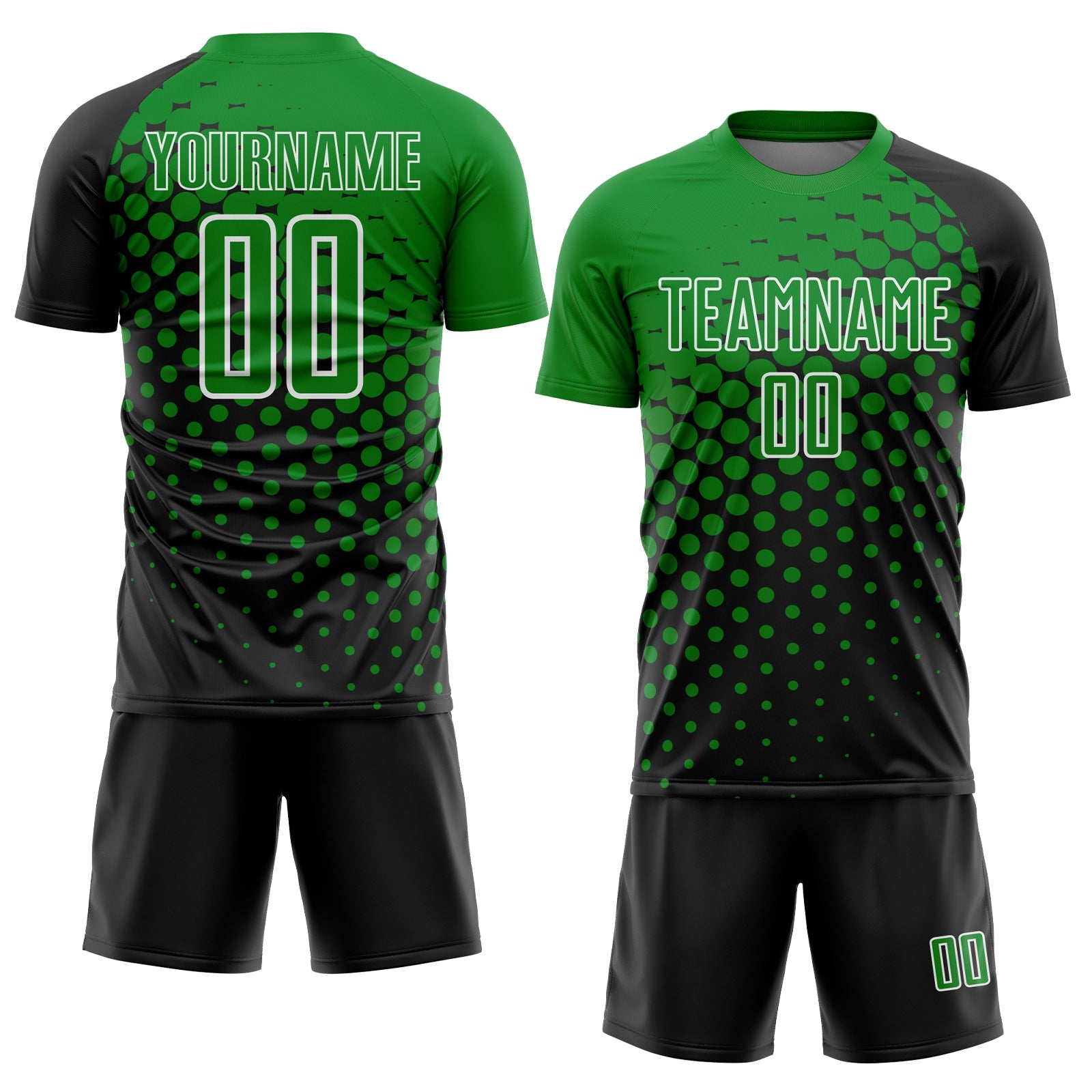 Custom Black Grass Green-White Modern Polka Dot Sublimation Soccer Uniform Jersey - Sky-Custom