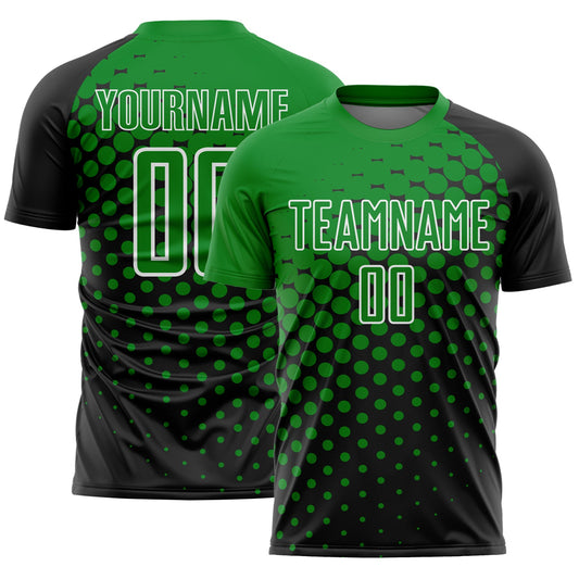 Custom Black Grass Green-White Modern Polka Dot Sublimation Soccer Uniform Jersey - Sky-Custom