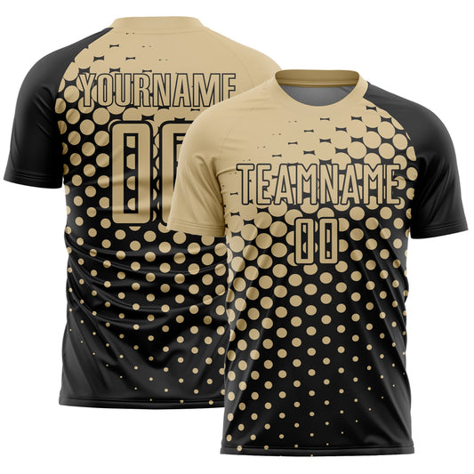 Custom Black Vegas Gold Modern Polka Dot Sublimation Soccer Uniform Jersey - Sky-Custom